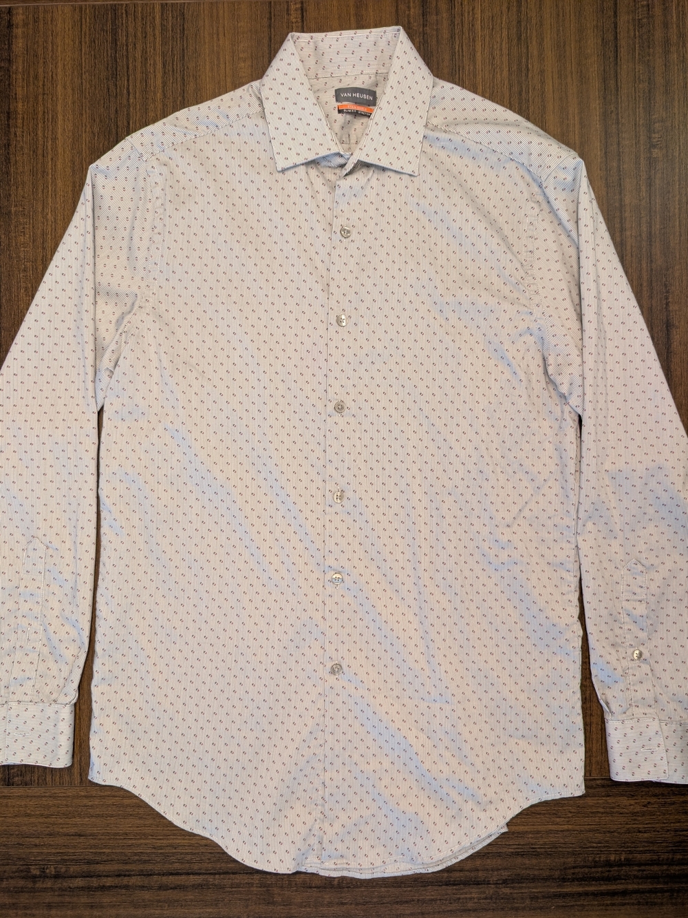 Van Heusen Men's Light Gray Microprint Dress Shirt